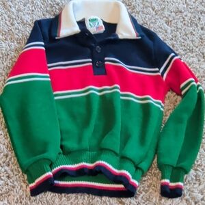 6/$35 Bullfrog Knits Colorful Striped Kids Sweater 4T